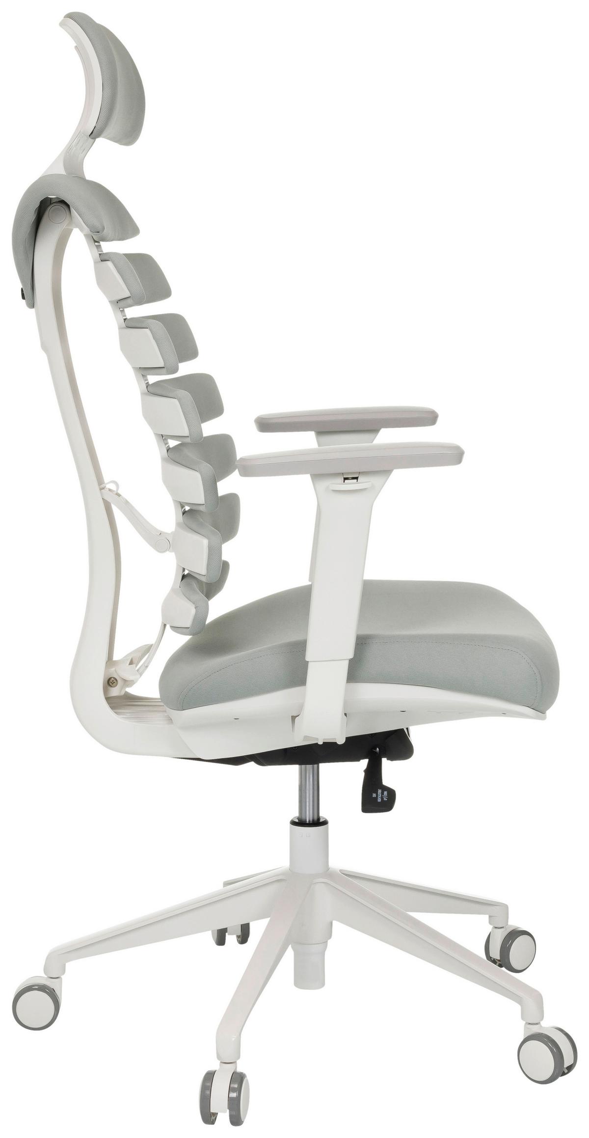 Drehstuhl Ergo Line W Hellgrau B: 67 Cm - Hellgrau/Weiß, MODERN, Kunststoff/Textil (67/116 - 133/65cm) - MID.YOU