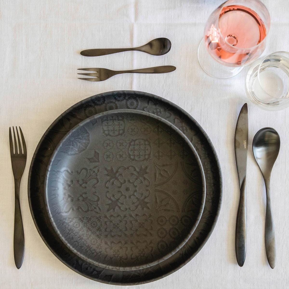 Kombiservice Steinzeug Schwarz 8--Teilig. - Schwarz, Basics, Keramik - Mäser
