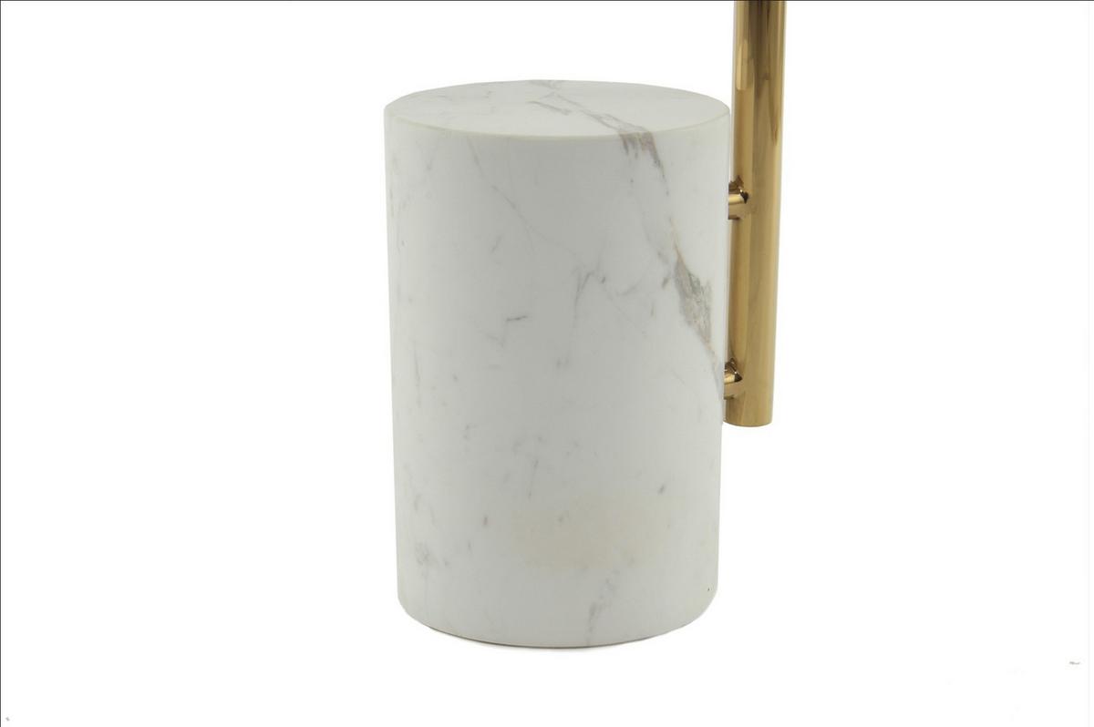 PRÍRUČNÝ STOLÍK OSCAR 400 WEIß - biela/zlatá, Design, kov/kameň (40 cm/54 cm/40 cmcm) - Kayoom