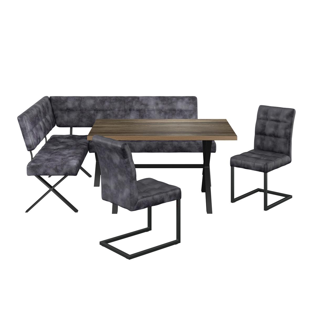 Eckbank Anthrazit Webstoff Donna Re 150x200 Cm - Anthrazit/Schwarz, MODERN, Textil/Metall (150/200cm)
