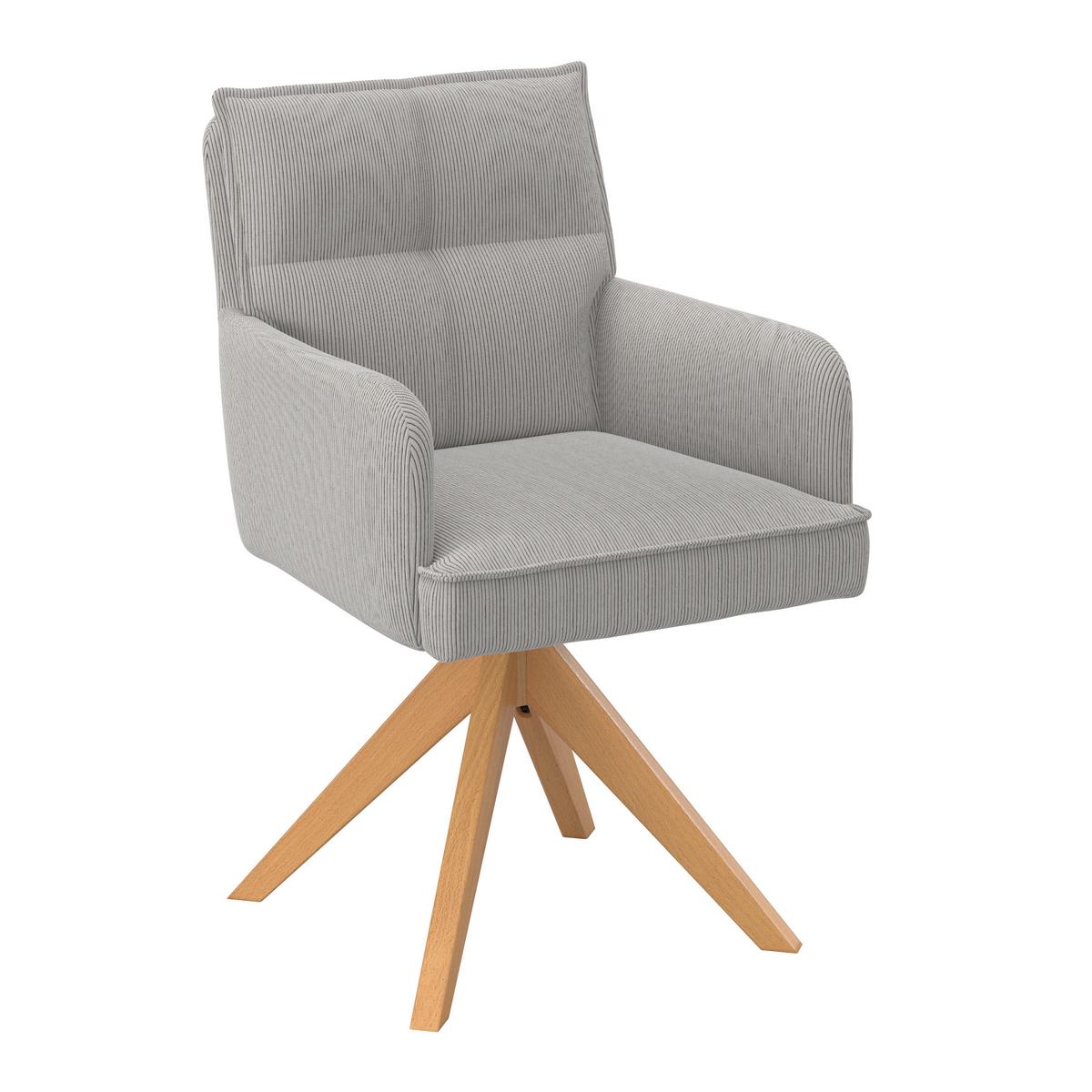 Stolička s podrúčkami FELINA - prírodná farba/svetlosivá, Modern, kov/drevo (57/94/64cm) - Bessagi Home