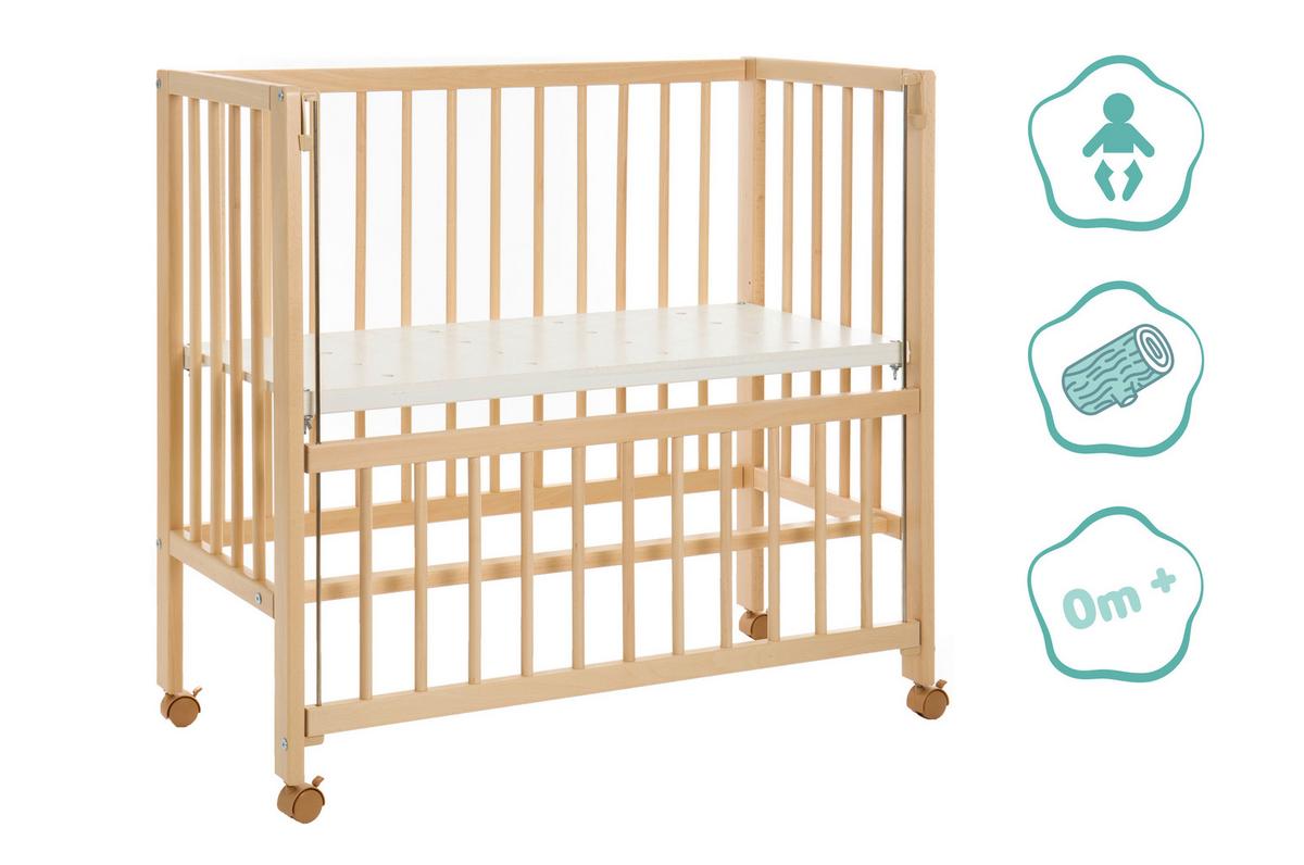 Beistellbett Bedside Crib Cocon Nature, verstellbar - Naturfarben, Basics, Holz (90/40cm) - Fillikid