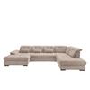 Wohnlandschaft mit Bettkasten Rigatti Beige B: 387 cm - Beige/Schwarz, MODERN, Textil (184/387/252cm) - Livetastic
