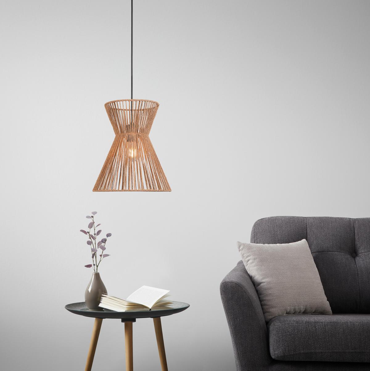 Závěsné svítidlo Naturm - černá/přírodní barvy, Konvenční, kov/papír (30/120cm) - Mömax