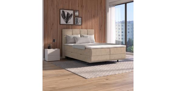 Polsterbett mit Matratze 140x200 London Beige - Beige/Schwarz, MODERN, Holzwerkstoff/Textil (140/200cm) - Luca Bessoni