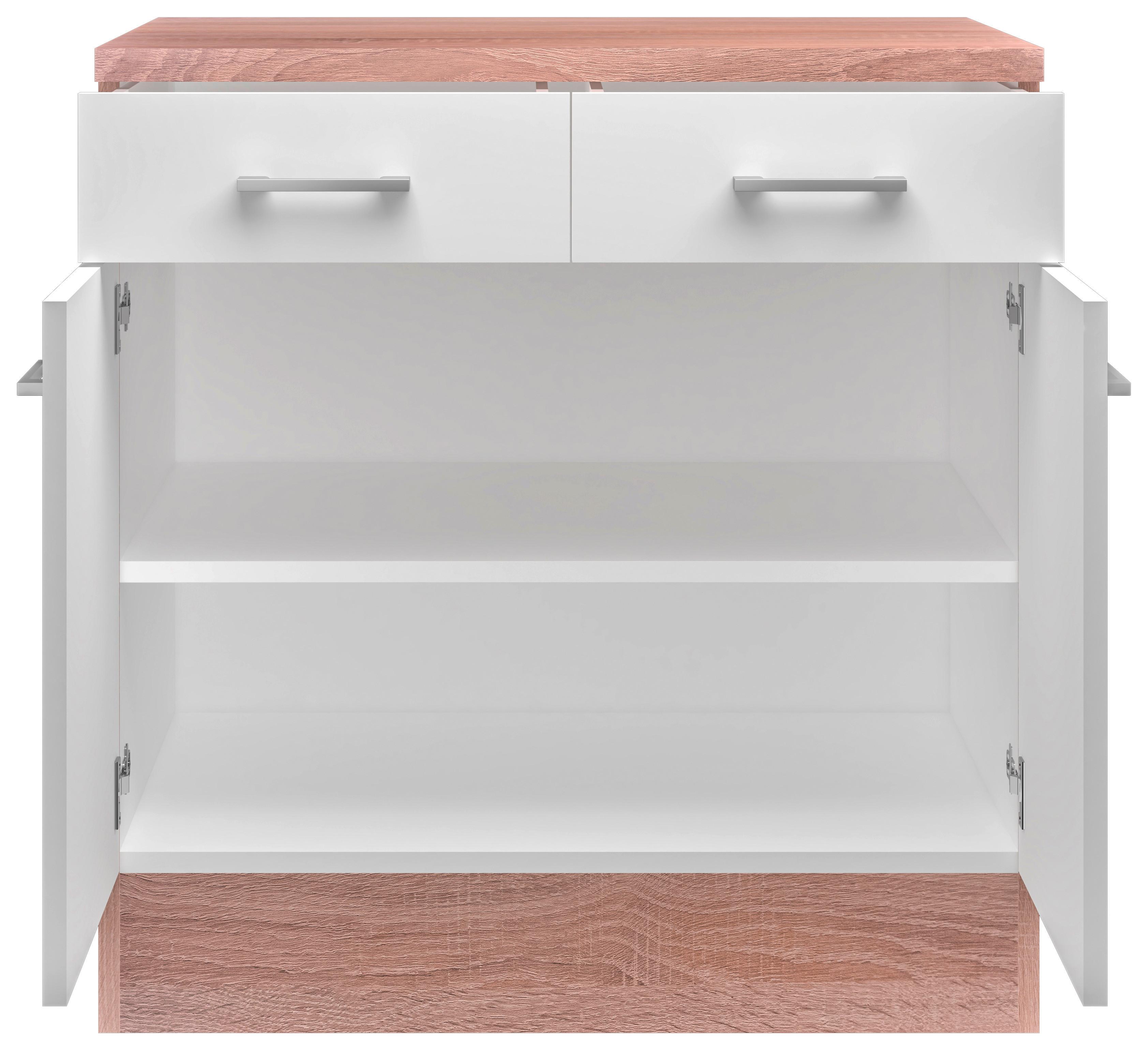 SPODNÁ KUCHYNSKÁ SKRINKA SAMOA  US 80 - biela/dub sonoma, Konventionell, kompozitné drevo/plast (80/85/57cm)