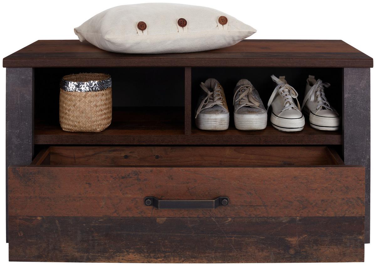 Šatní lavice ONTARIO - šedá/barvy dubu, Trend, kompozitní dřevo/plast (96/49,5/37cm) - Ondega