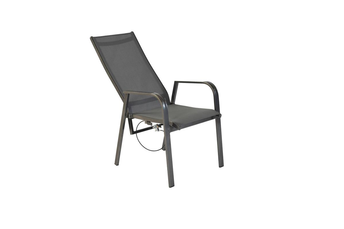 Gartentischgruppe Alassio 5--Teilig. Aus Aluminium - Graphitfarben/Grau, KONVENTIONELL, Glas/Textil - Gardenson