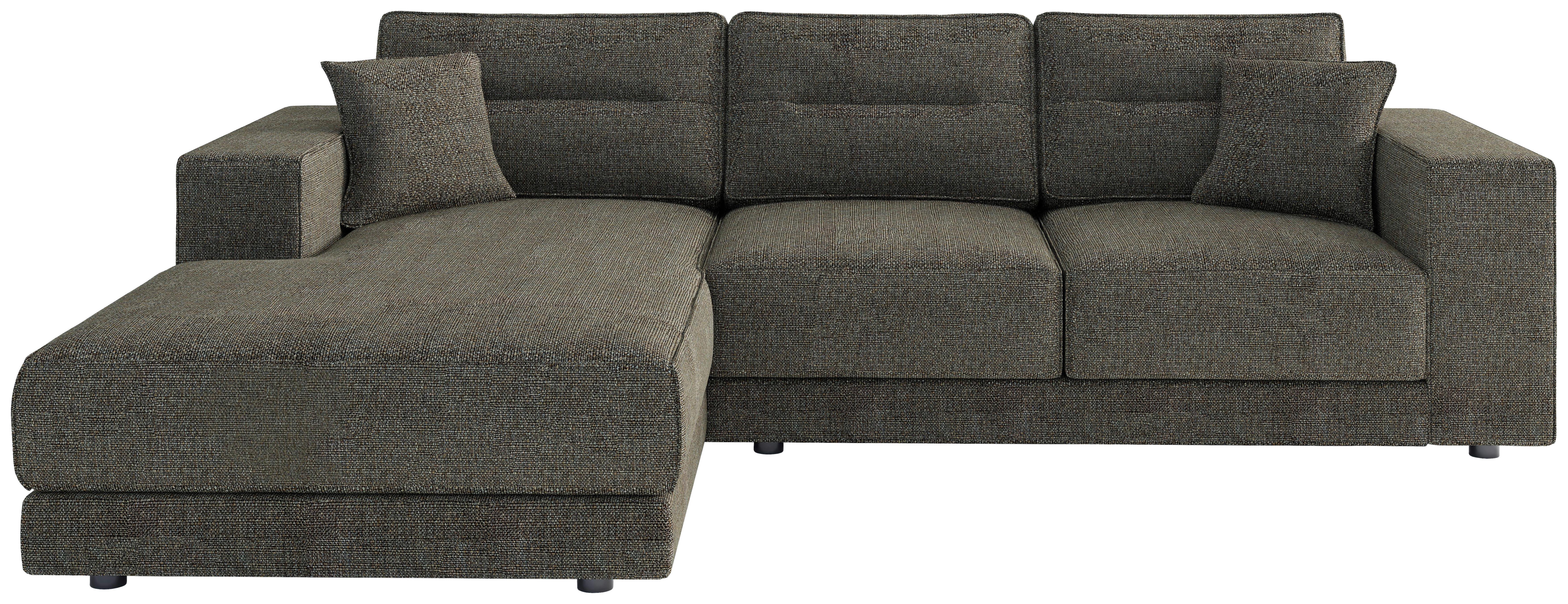 Ecksofa Verona Braun - Edelstahlfarben/Braun, Design, Textil (195/272cm) - Livetastic