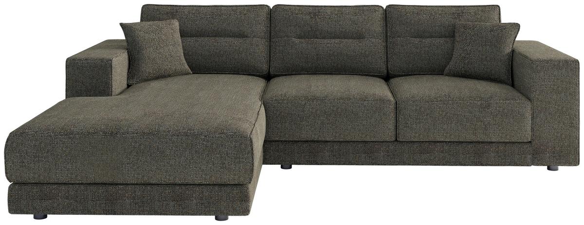 Ecksofa Verona Braun - Edelstahlfarben/Braun, Design, Textil (195/272cm) - Livetastic