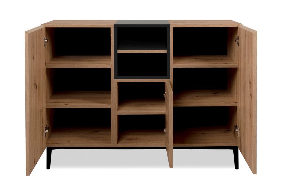 Kommode B 120 Cm Nola, Eiche Dekor/schwarz - Eichefarben/Schwarz, KONVENTIONELL, Holzwerkstoff (120/90/42cm) - MID.YOU