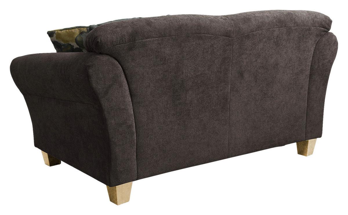 2-Sitzer-Sofa Gotland braun Rücken echt, 163x84x89 cm - Dunkelbraun/Naturfarben, KONVENTIONELL, Textil (163/84/89cm) - Sit & More