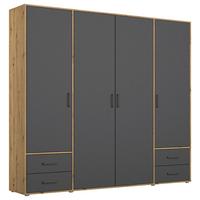 Drehtürenschrank Voyager Eiche Artisan,grau B: 187 cm - Eiche Artisan/Grau, MODERN, Holzwerkstoff (187/194/53cm) - Rauch Möbel