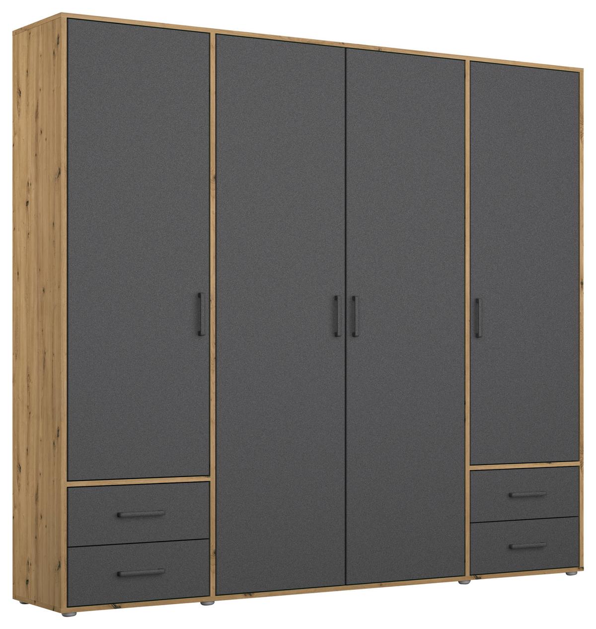 Drehtürenschrank Voyager Eiche Artisan,grau B: 187 cm - Eiche Artisan/Grau, MODERN, Holzwerkstoff (187/194/53cm) - Rauch Möbel