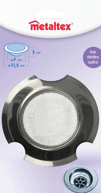 Lefolyószűrő 297576 - fém (11,5/11,5/2cm) - Metaltex