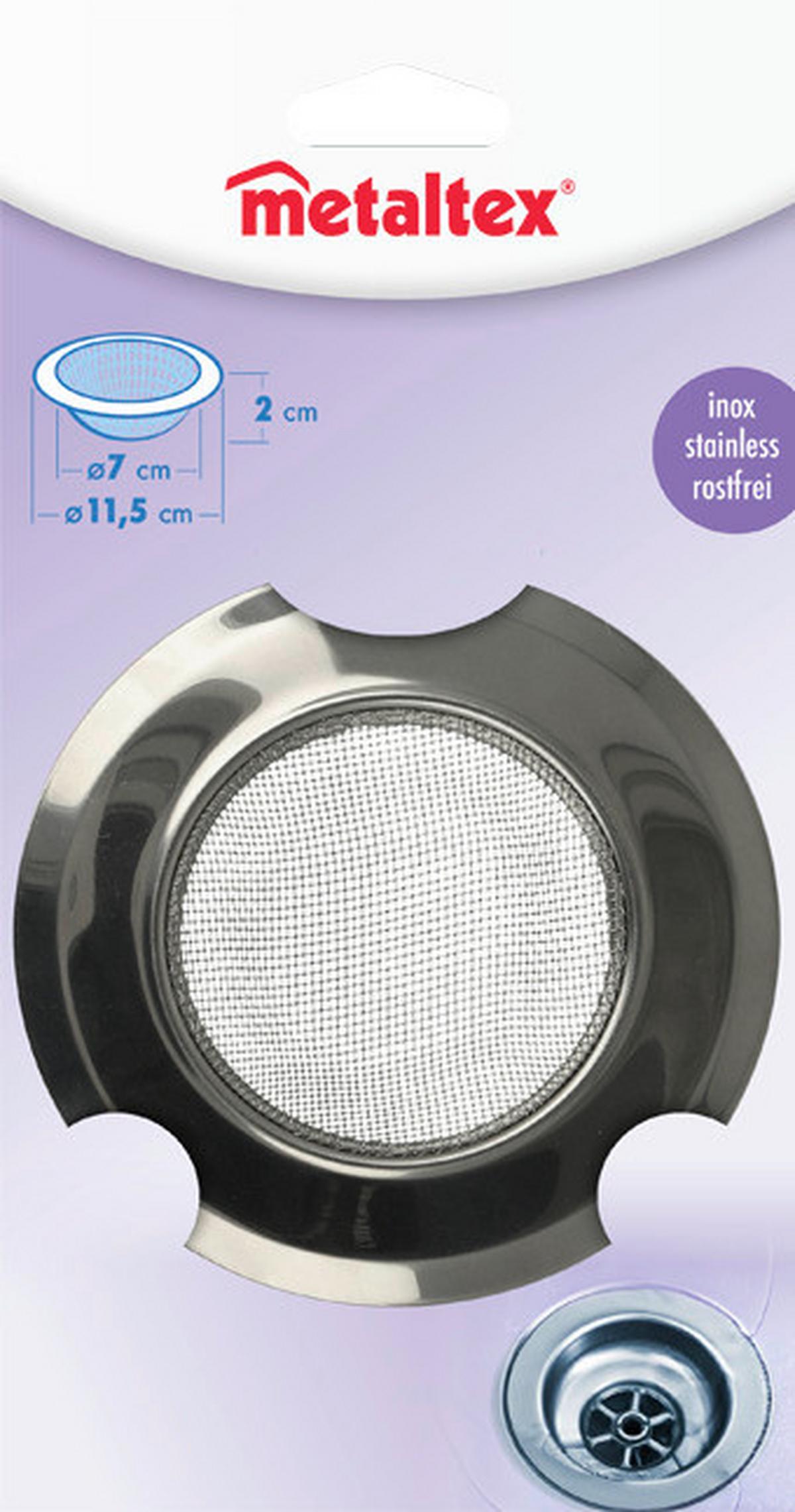 Lefolyószűrő 297576 - fém (11,5/11,5/2cm) - Metaltex