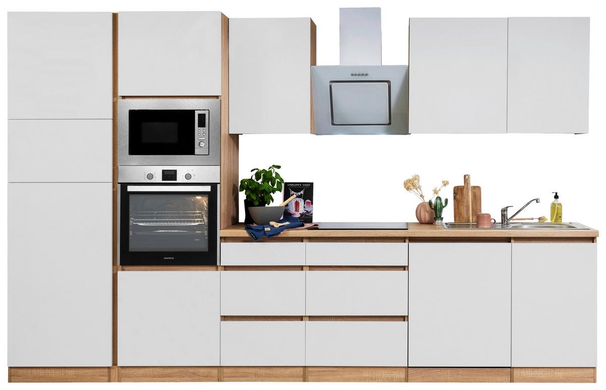 Küchenblock Lorena Küchenblock 345 Cm - Eichefarben/Weiß, Basics, Holzwerkstoff (345cm) - Respekta