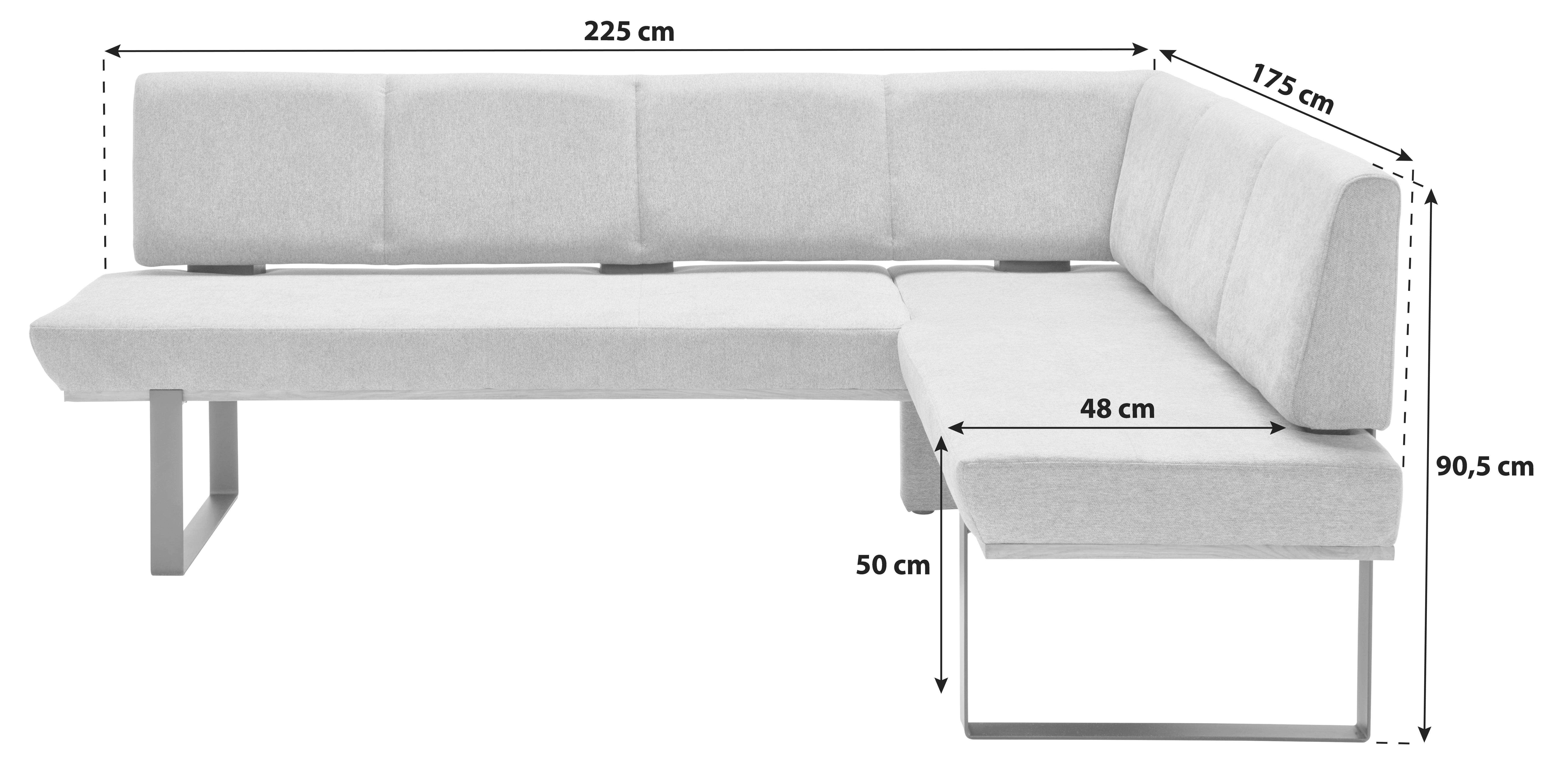 Eckbank Dunkelgrau/schwarz Tristan 225x175 Cm - Schwarz/Grau, MODERN, Holz/Textil (225/175cm) - James Wood