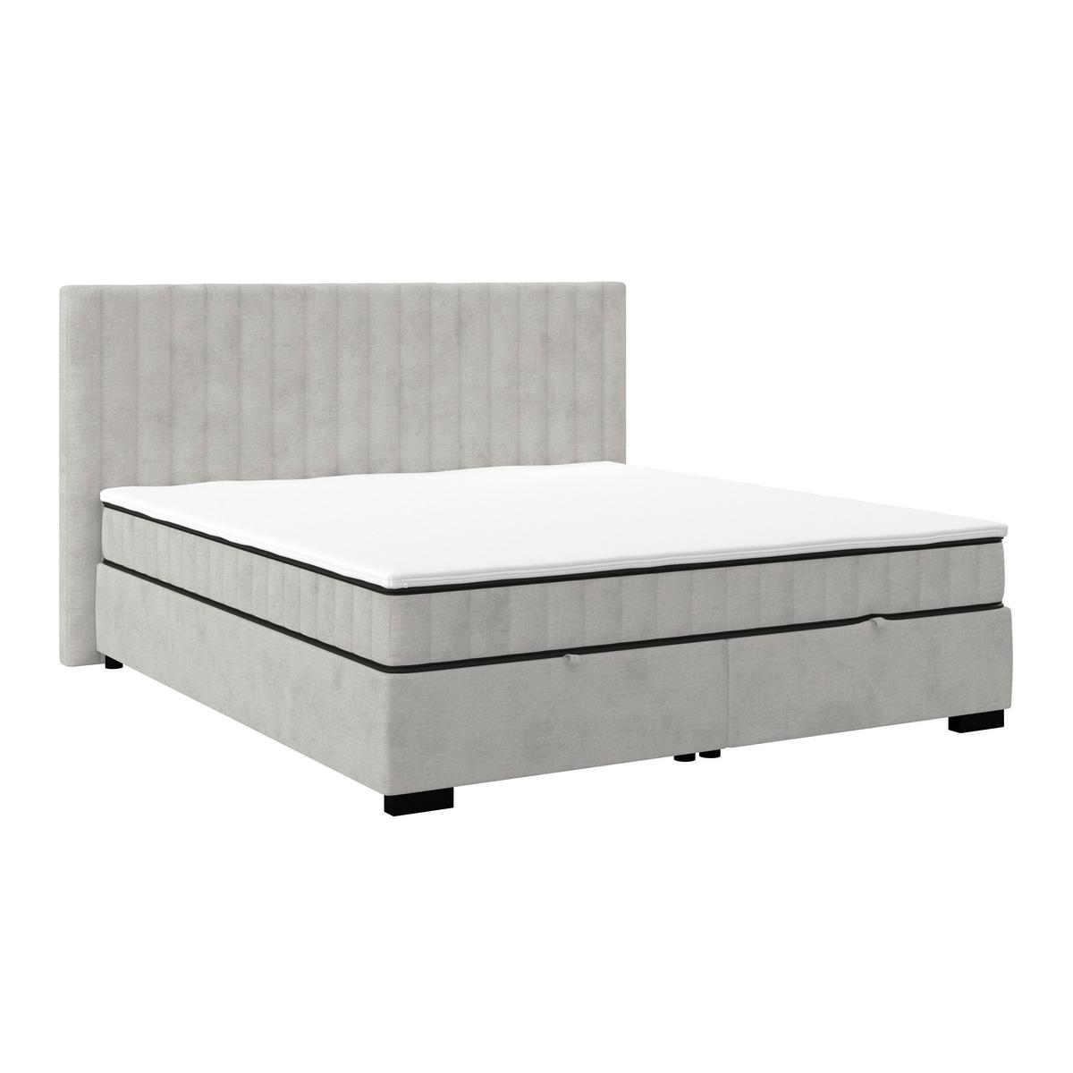 Boxbett Maya inkl. Bettkasten Hellgrau 180x220 cm - Hellgrau/Schwarz, MODERN, Holz/Holzwerkstoff (180/220cm)