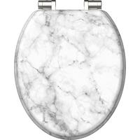 Wc-ülőke Marmor Stone - fehér/szürke, faalapú anyag (37,5/43,5/5,5cm) - Mömax