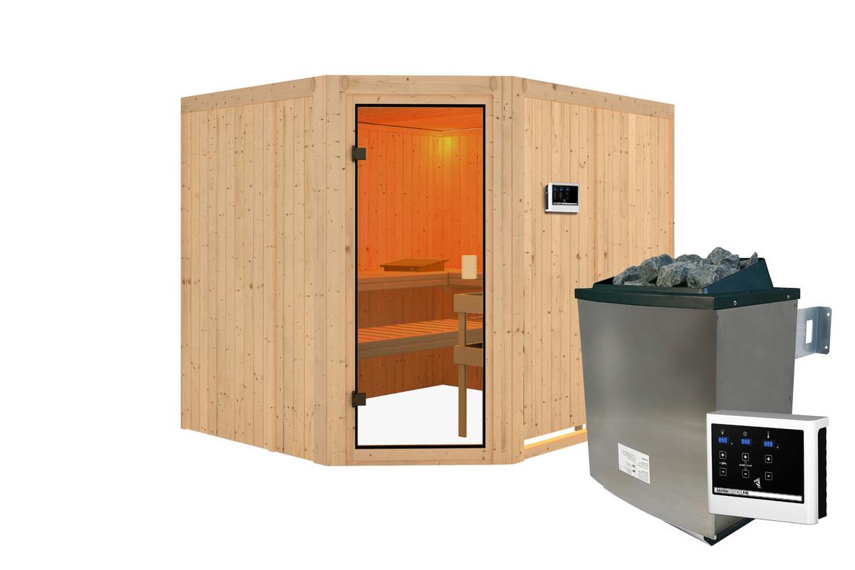 Sauna Bron Eck 231/198/202 cm - Fichtefarben, Basics, Holz (231/198/202cm)