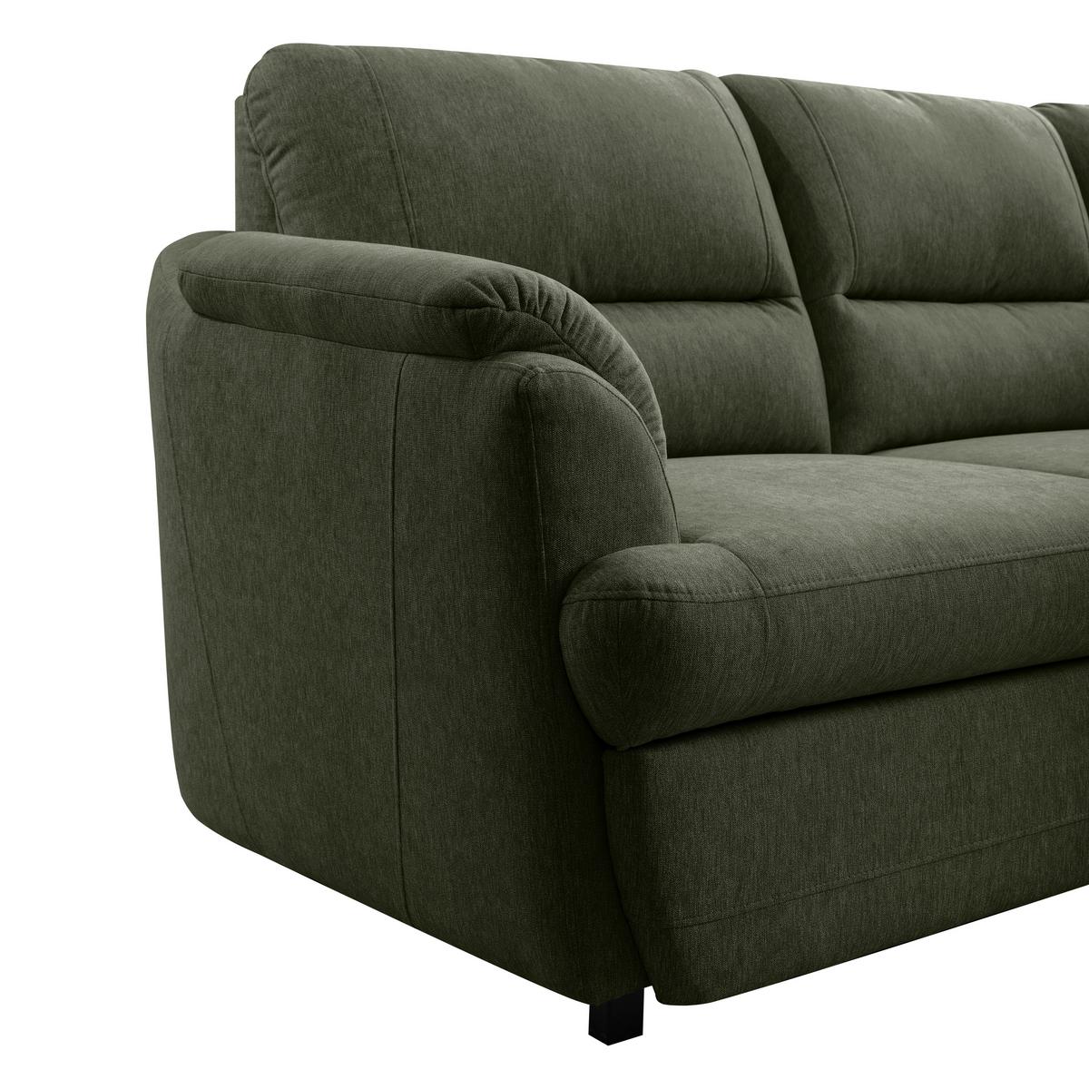 Rohová sedačka GUSTO, pravá, zelená - černá/zelená, Basics, dřevo/textil (240/200cm)