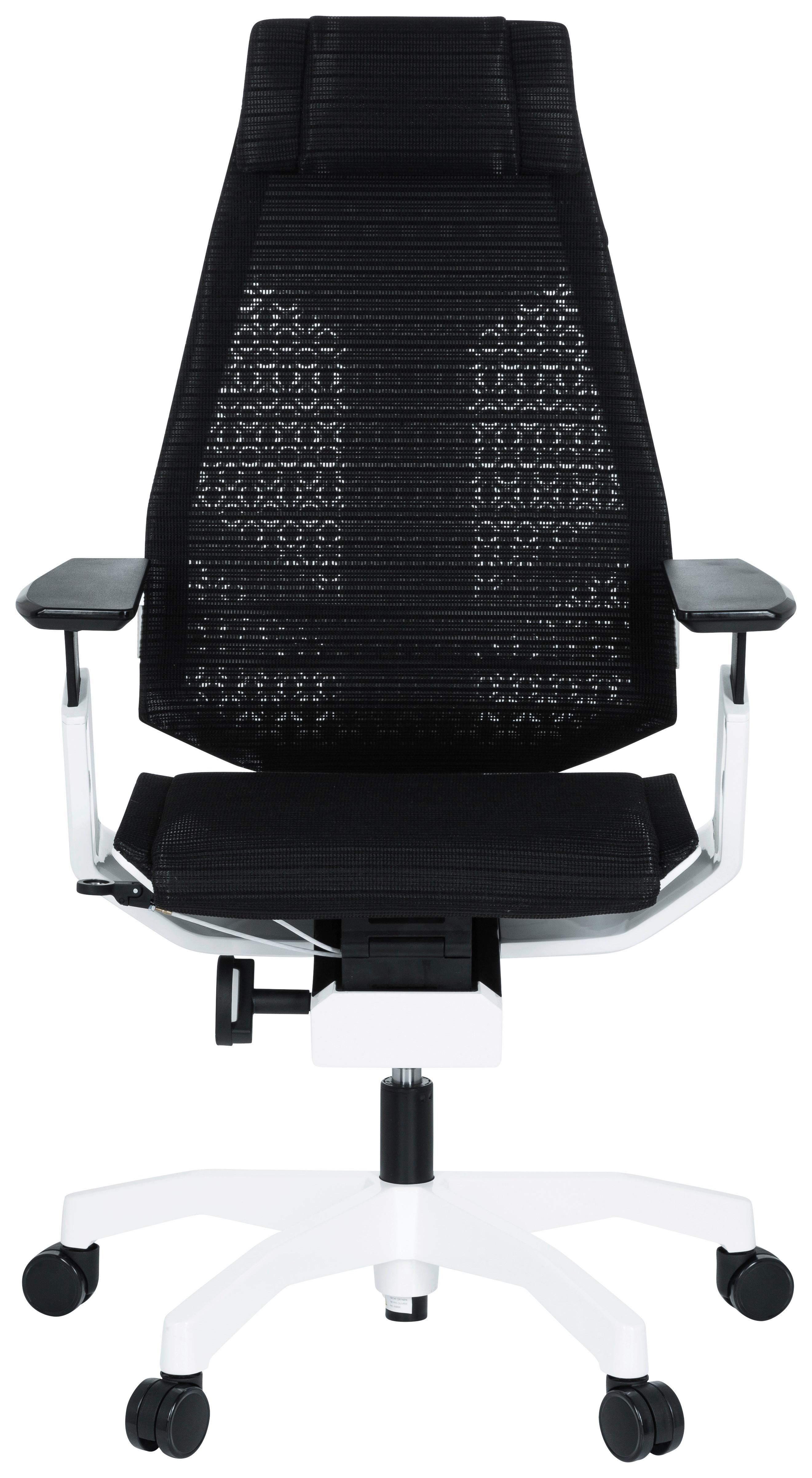 Bürostuhl Genidia Pro mit Armstützen Schwarz/Weiß - Schwarz/Weiß, MODERN, Kunststoff/Textil (57/114/46cm) - MID.YOU