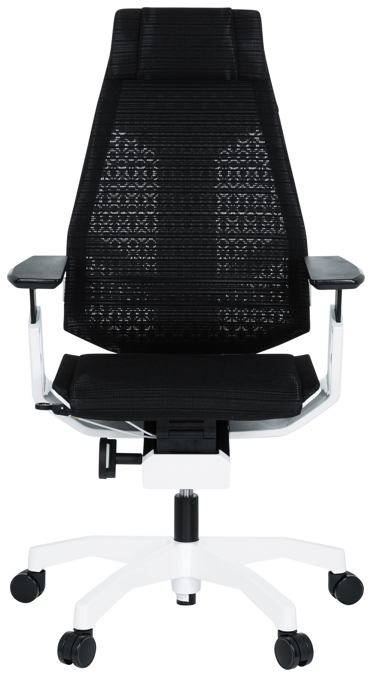 Bürostuhl Genidia Pro Mit Armstützen Schwarz/weiß - Schwarz/Weiß, MODERN, Kunststoff/Textil (57/114/46cm) - MID.YOU