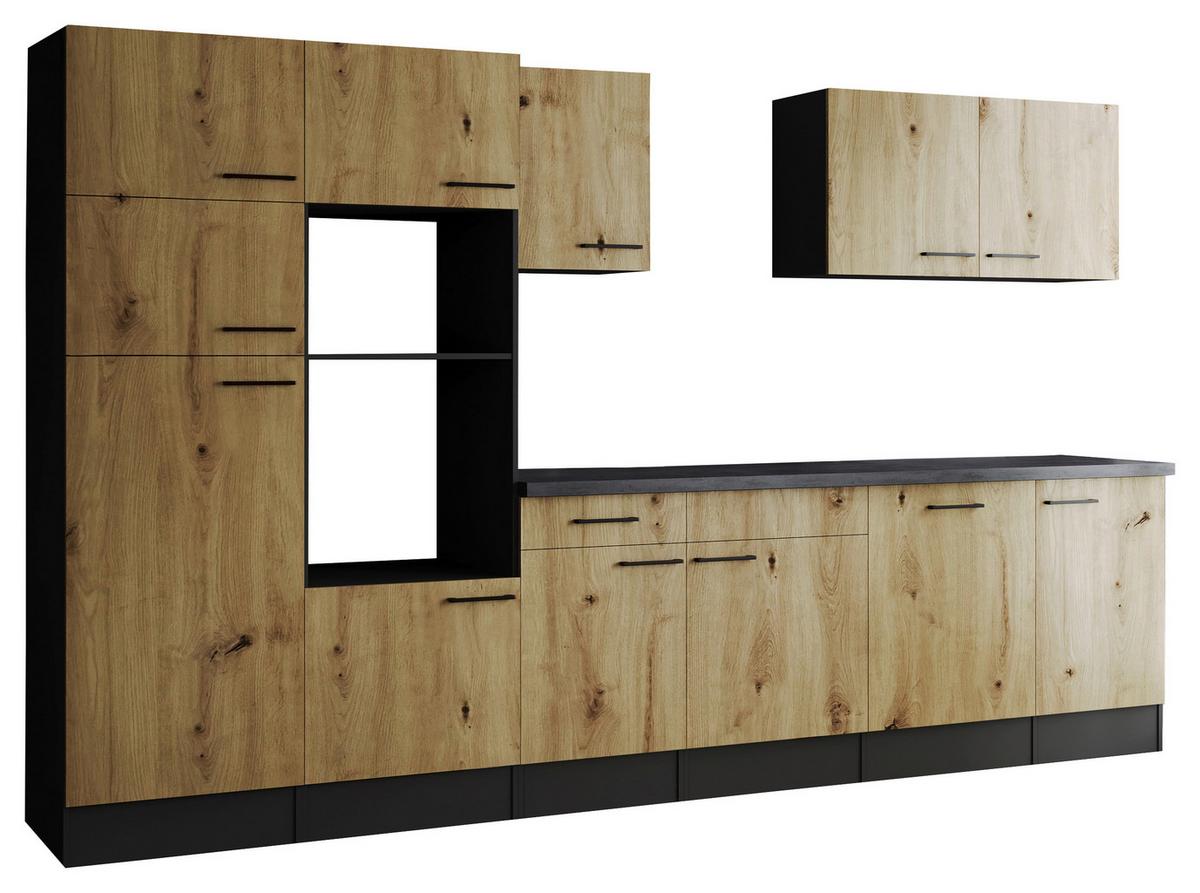 Küchenleerblock Oliver Artisan Dekor B: 340 Cm - Eiche Artisan/Grau, Design, Holzwerkstoff (340cm) - Respekta