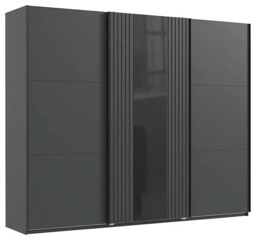 Schwebetürenschrank B: 250 cm Atlanta Graphit/Schwarz - Graphitfarben/Schwarz, MODERN, Glas/Holzwerkstoff (250/216/65cm) - MID.YOU
