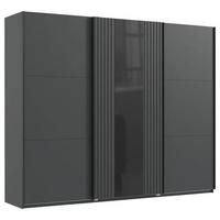 Schwebetürenschrank B: 250 Cm Atlanta Graphit/schwarz - Graphitfarben/Schwarz, MODERN, Glas/Holzwerkstoff (250/216/65cm) - MID.YOU