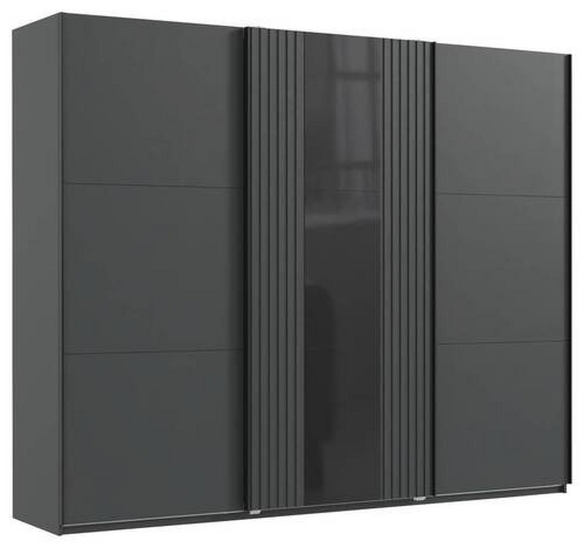 Schwebetürenschrank B: 250 Cm Atlanta Graphit/schwarz - Graphitfarben/Schwarz, MODERN, Glas/Holzwerkstoff (250/216/65cm) - MID.YOU