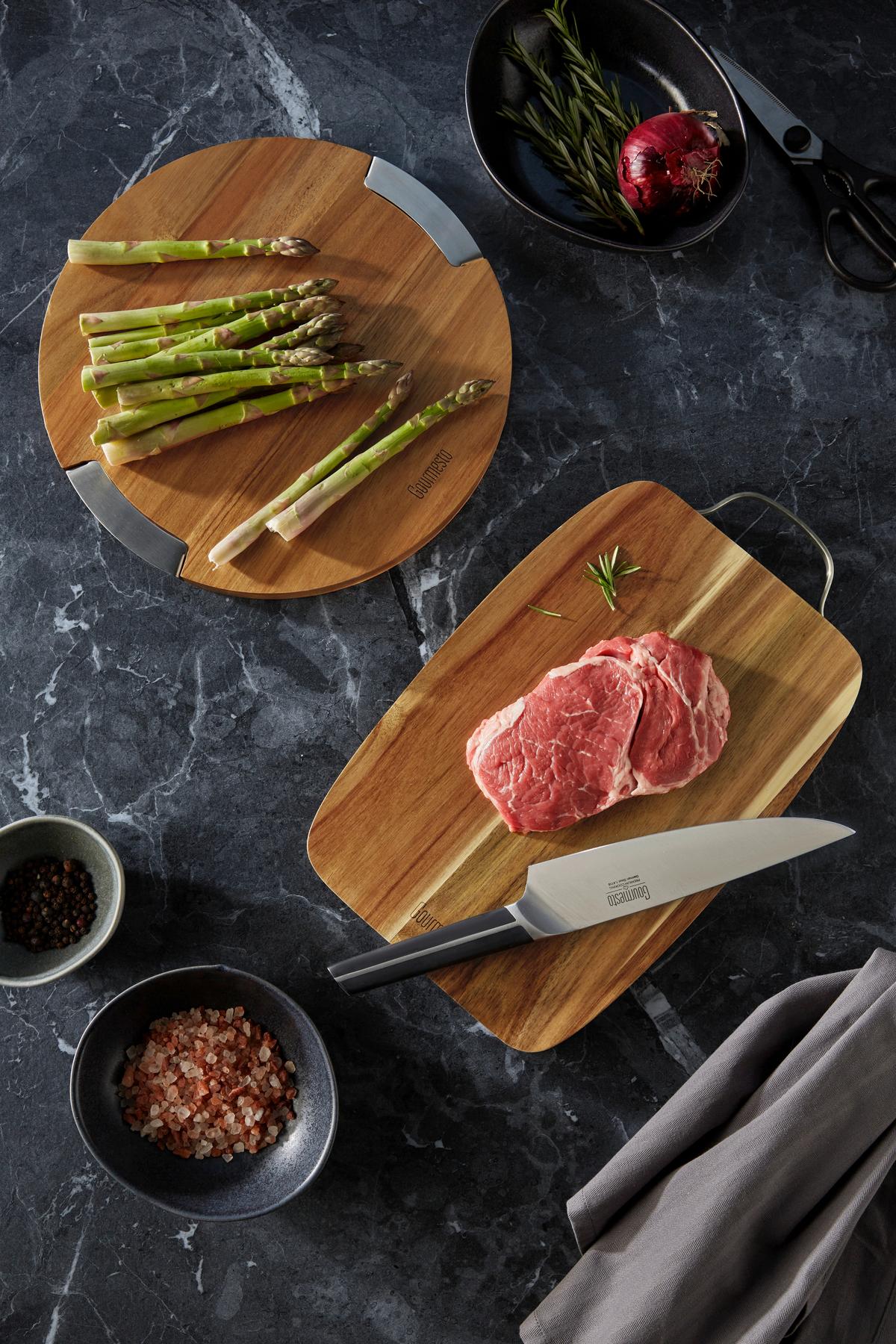 Kuchyňské prkénko Profi Line, 37/23cm - barvy akácie, Konvenční, kov/dřevo (37/23/3cm) - Gourmesto