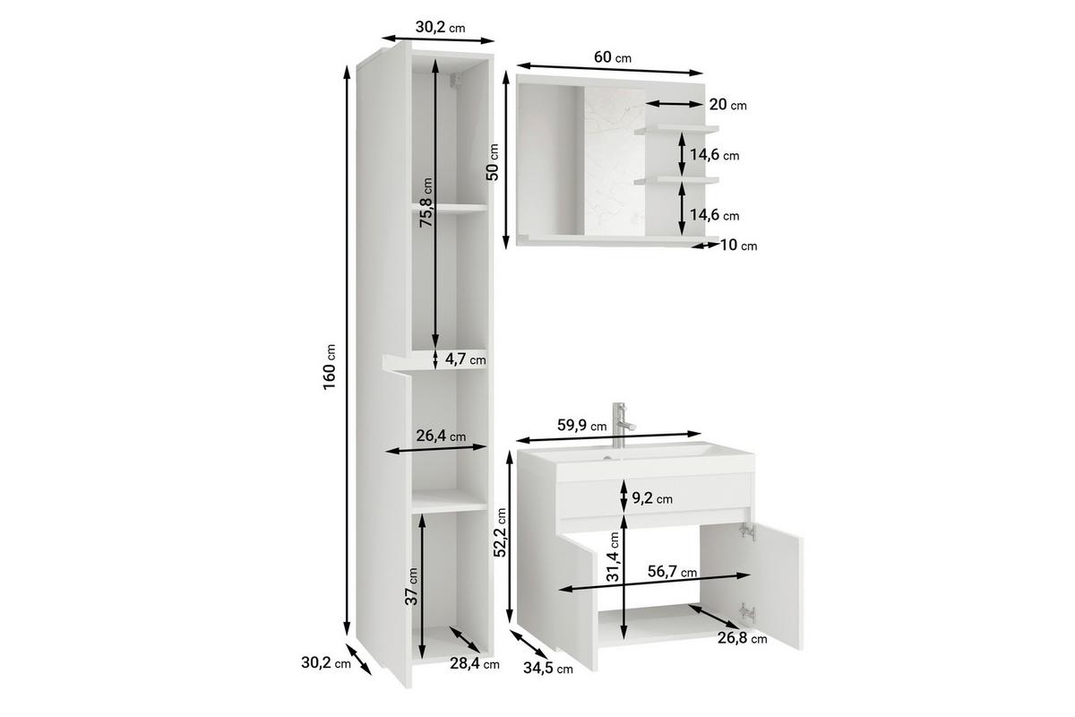 Badmöbel-Set 3-Tlg. Cyprus 90,2 cm Kastanienfarben - Kastanienfarben/Anthrazit, LIFESTYLE, Keramik/Holzwerkstoff (90,2cm) - P & B