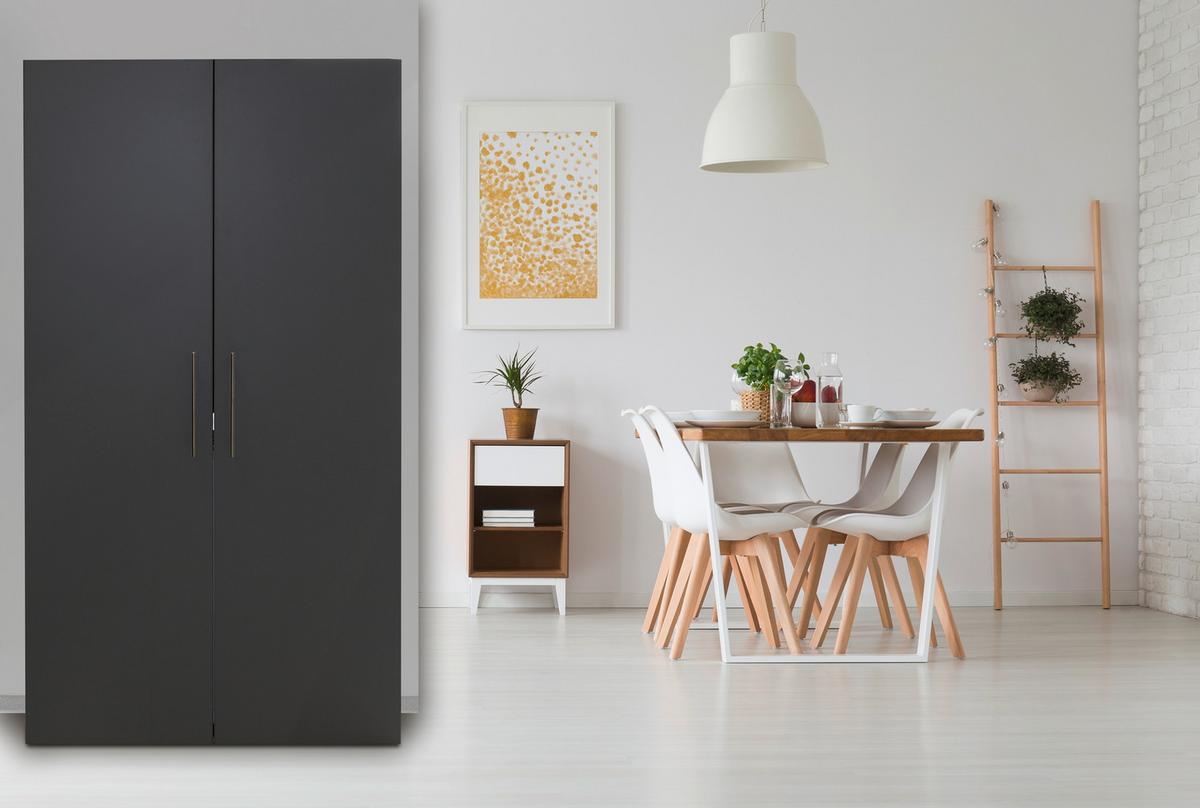 Schrankküche mit Mikrowelle + Kühlschrank 104 cm Weiß/Grau - Weiß/Grau, MODERN, Holzwerkstoff/Metall (104/193/67cm) - Respekta