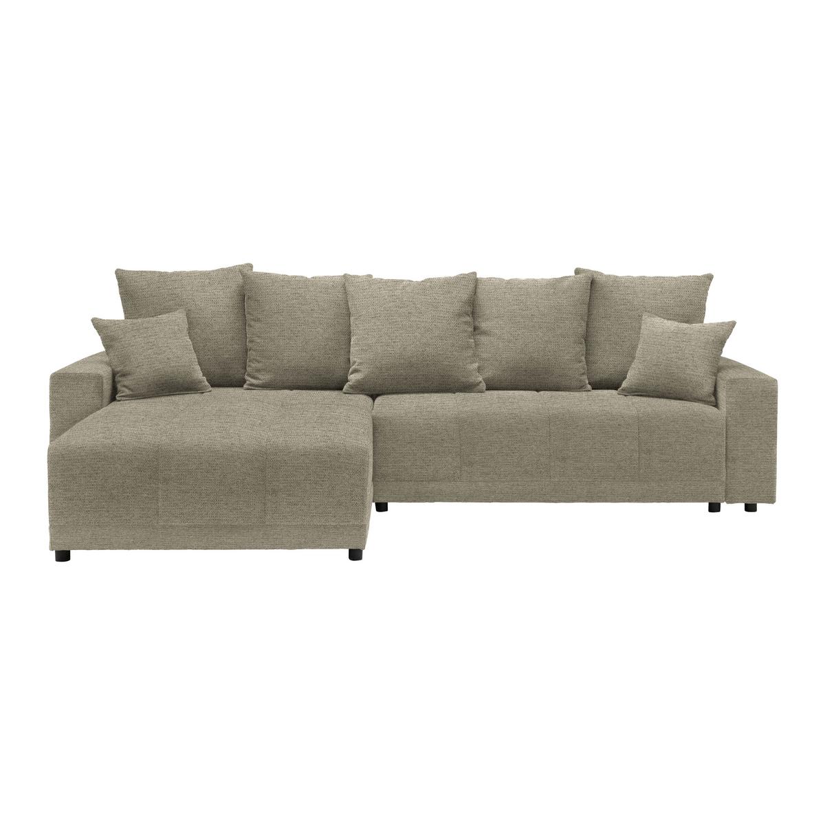 Rohová sedačka ALATRI, obojstr.,sivobéžová,s vankúšmi - čierna/zelená, Modern, textil/plast (289/90/176cm) - Based