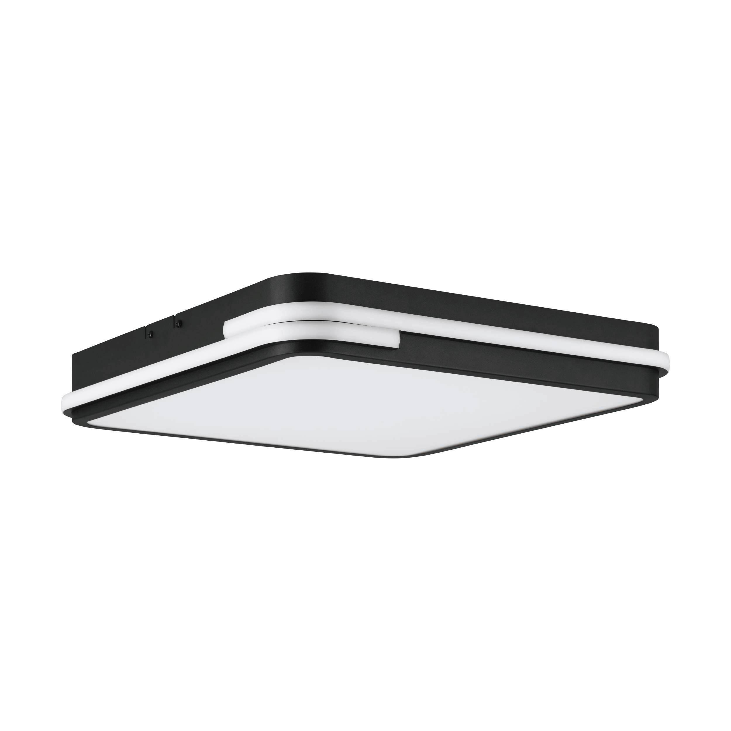 Deckenleuchte Genovese L: 47 cm mit Smartphone-Steuerung - Schwarz/Weiß, Design, Kunststoff/Metall (47/47/8cm) - Contessa