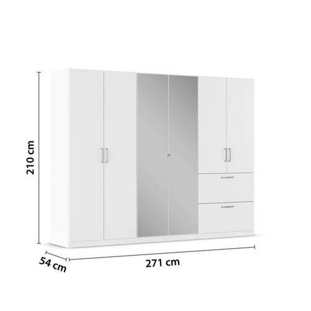 Drehtürenschrank Padua Weiß B: 271 Cm - Weiß, MODERN, Holzwerkstoff (271/210/54cm) - Rauch Möbel