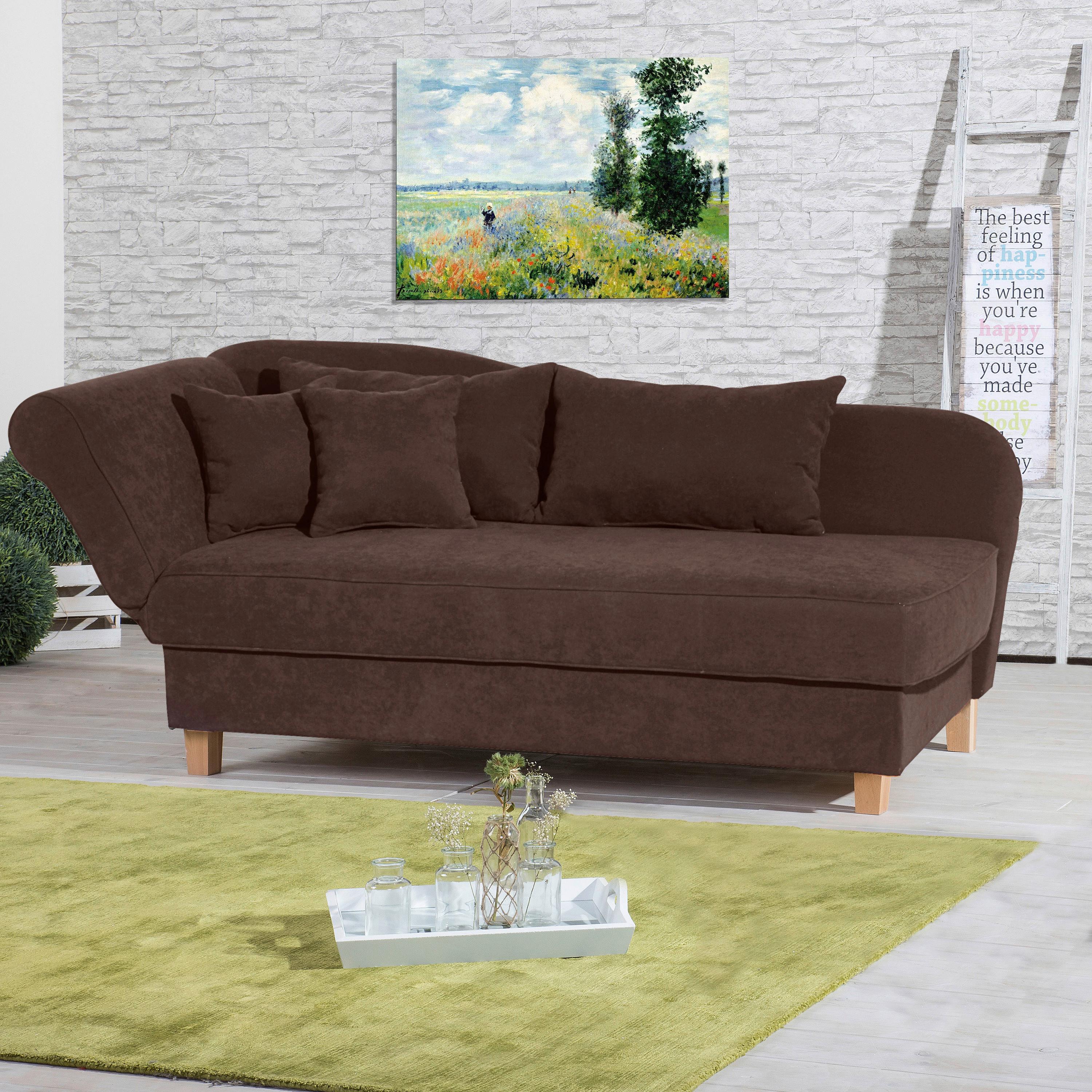Recamiere Selma Braun Links Mit Bettkasten+schlaffunktion - Buchefarben/Braun, Design, Textil (190/88/82cm) - Max Winzer