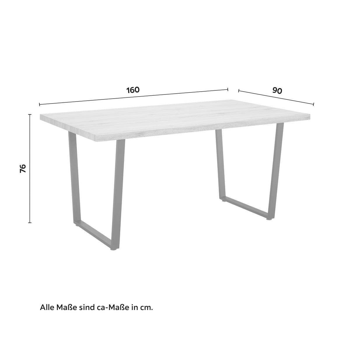 Jedálenský stôl Dave 160x90 cm - čierna/farba duba, Modern, kov/drevo (160/90/76cm) - Modern Living