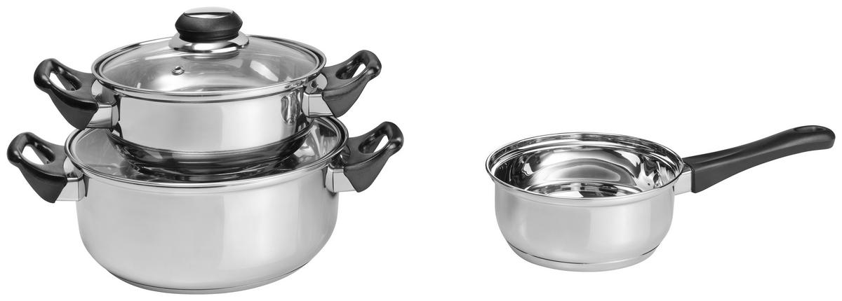 Sada hrnců Berta, 5-dílný set - průhledné/čiré, Konvenční, kov/plast - Based