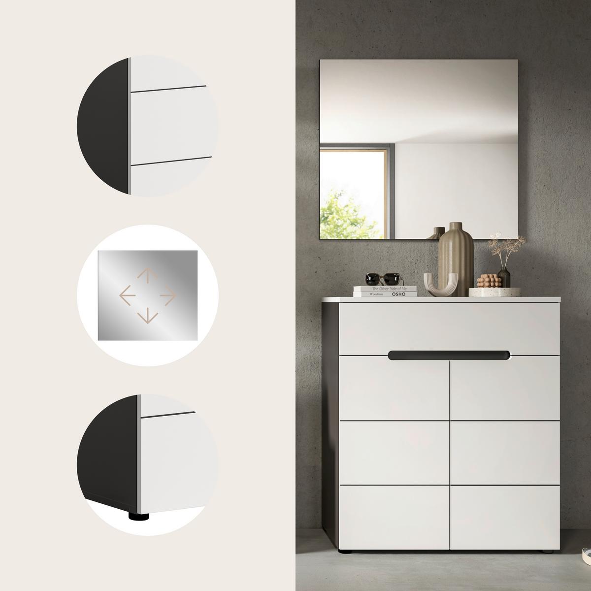 Garderobe Canu 2-Teilig Grau/Weiß B: 80 cm - Weiß/Grau, Design, Holzwerkstoff (80/190/37cm) - Livetastic