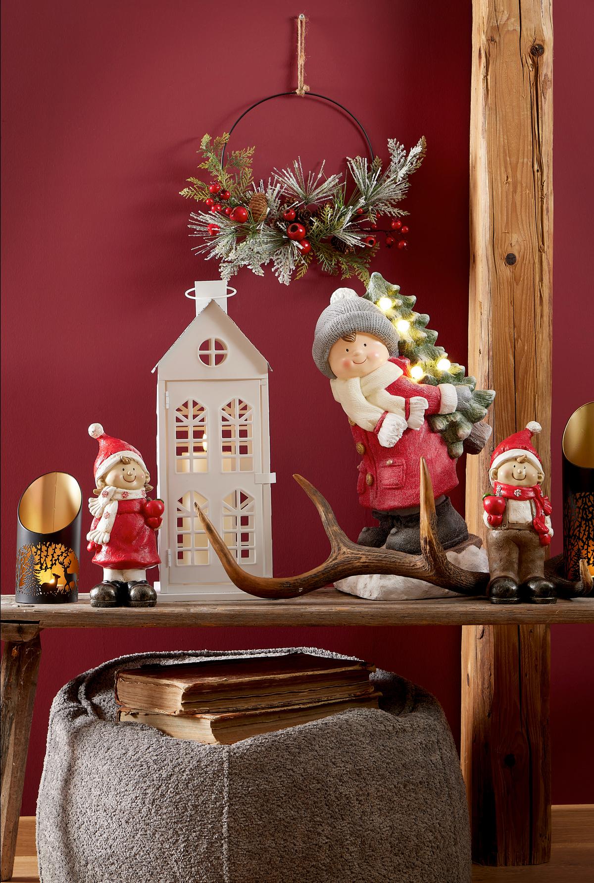 Koszorú Elias - barna/piros, Konventionell, műanyag/textil (35/30/8cm) - Luca Bessoni