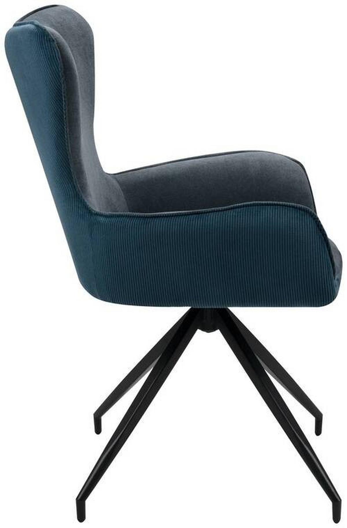 Stuhl Blake 70a Dunkelblau B: 57 Cm - Dunkelgrau/Schwarz, MODERN, Textil/Metall (57/93/64cm) - MID.YOU