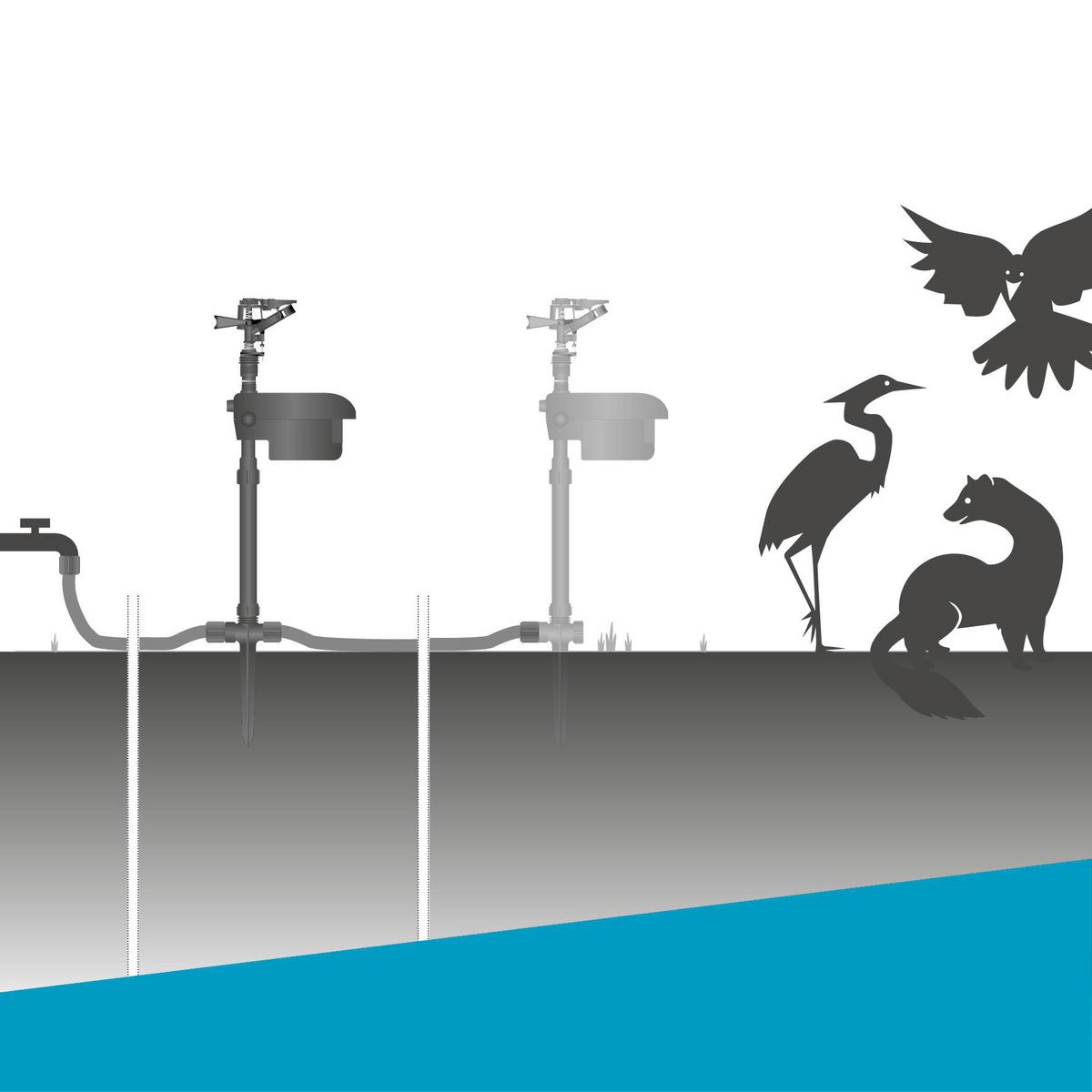 Wassersprinkler-Tiervertreiber mit Bewegungsmelder - Schwarz, Basics (19/11,5/65cm)