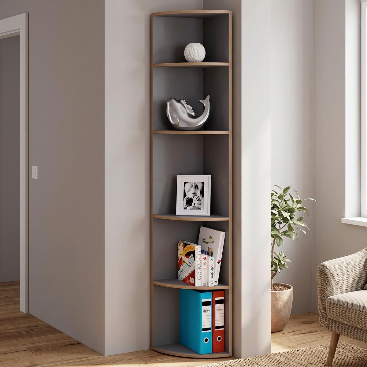 Eckregal Salia Anthazit/Honigeiche B: 33 cm - Honigeiche/Anthrazit, Design, Holzwerkstoff (33/183/33cm) - Livetastic