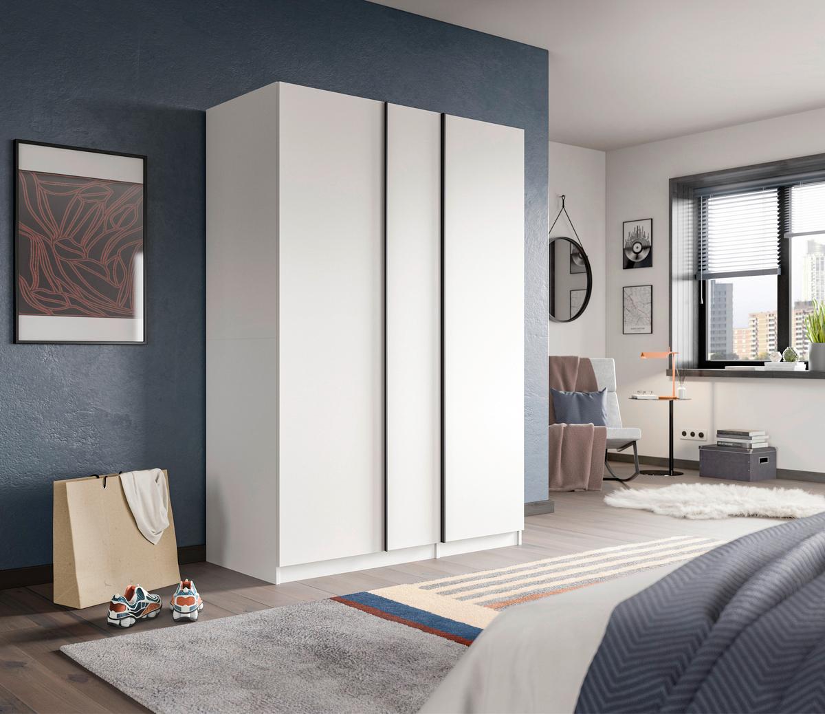 Drehtürenschrank Oakland, Weiß B: 130 cm - Weiß, MODERN, Holzwerkstoff (130/183/53cm) - MID.YOU