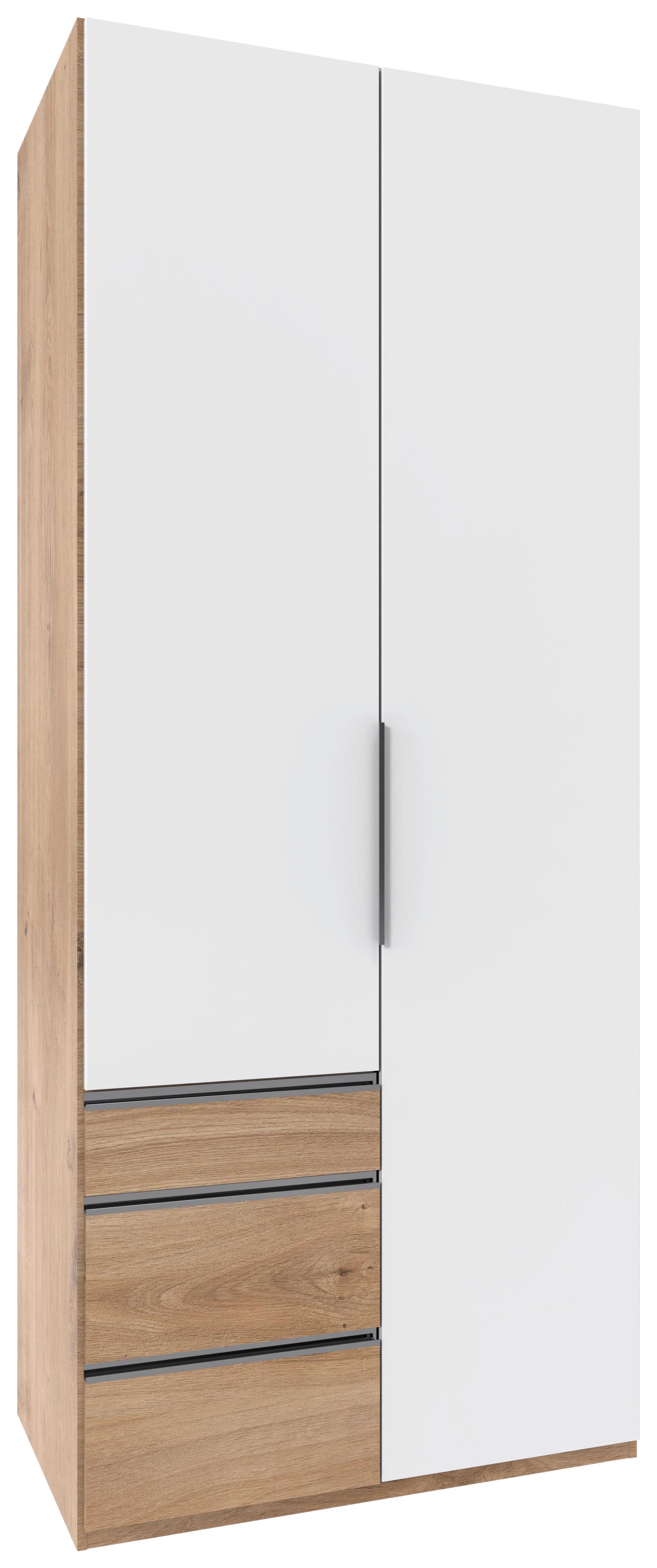 Drehtürenschrank Level 36 A Planekeiche/Weiß Dek.,B:100cm - Plankeneiche/Weiß, MODERN, Holzwerkstoff (100/216/58cm) - MID.YOU