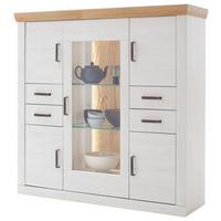 Highboard B: 142 cm Madrdi Eiche-/Pinienfarben - Eichefarben/Schwarz, Design, Glas/Holzwerkstoff (142/142/40cm) - MID.YOU