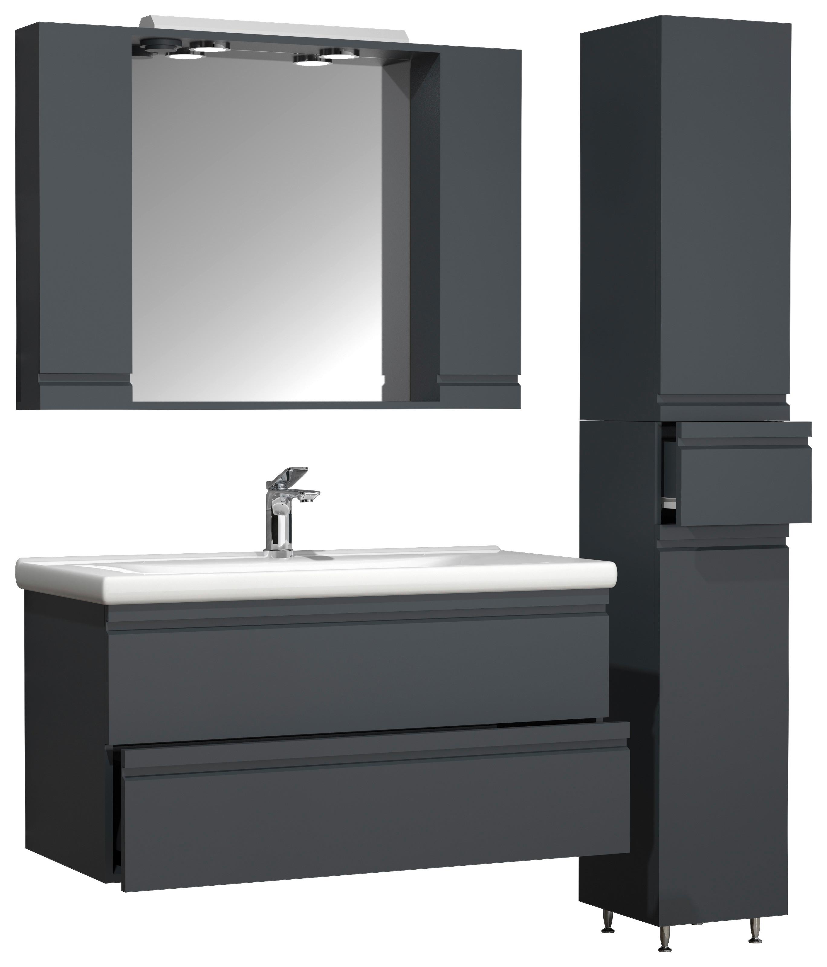 Badezimmer Silora Xl - Anthrazit, MODERN, Glas/Keramik (130cm) - MID.YOU